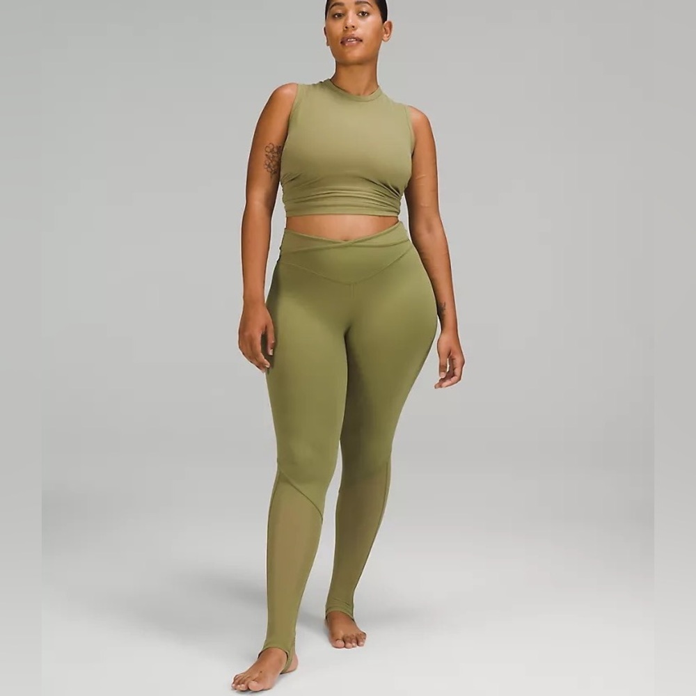 (B51) Lululemon Nulu and Crisscross Mesh Stirrup Tight Bronze Green, Sz‎ 10, NWT